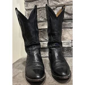 Men’s Nocona Cowboy Boots Men's 8 EE Black Leather Embroidered